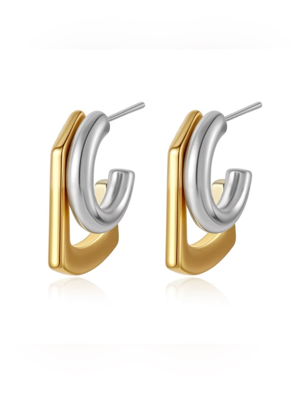 NEW Tina Mini Earrings Two-Tone Mixed Metals Gold Silver Demarson STYLE AU22